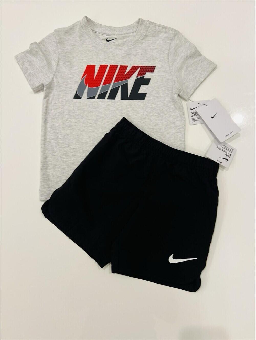 Nike Boys Short Sleeve Logo T-Shirt & Solid Microfiber Shorts Set Size 6 - Picture 3 of 5